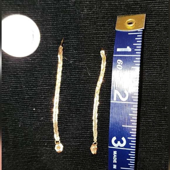 14 k Vintage Woven Braided Herringbone Drop Chain Earrings - Picture 2 of 5